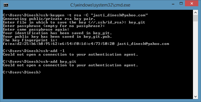 Generate ssh key in windows